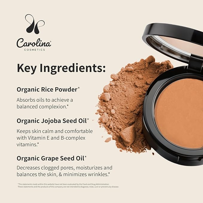 Pressed Powder Bronzer in Caro In Cairo Shade Plant-Based - Matte Finish - Vegan, Non-GMO - Rice Powder, Jojoba Oil - 0.42 oz