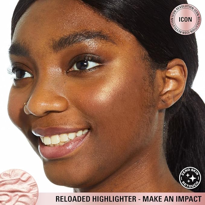Revolution, Reloaded Pressed Powder Highlighter, Intensely Pigmented for a High Impact Dewy Finish, Make An Impact, 0.22 Oz