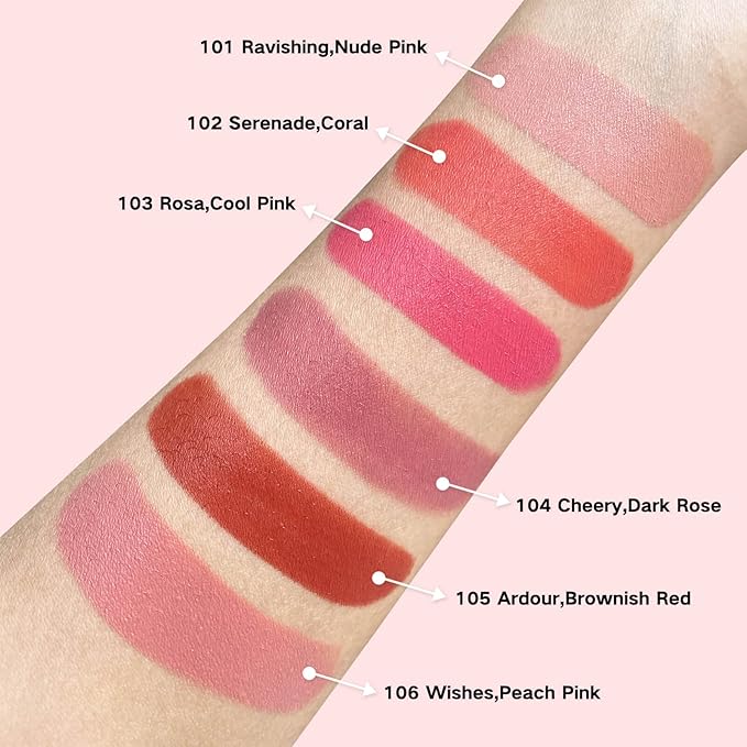 Blush Beauty Wand - Matte Face Contour Wand with Cushion Applicator, Creamy Liquid Blush Stick, Blendable Rouge, Cruelty-Free, 105 Ardour, Brownish Red
