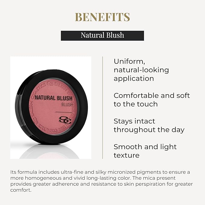 SALERM - Compact Powder Blush - Natural Blush - 8 g - Tone Sweet Rose - Natural-Looking Blush - Long-Lasting - Soft and Lightweight Texture - Buildable Coverage
