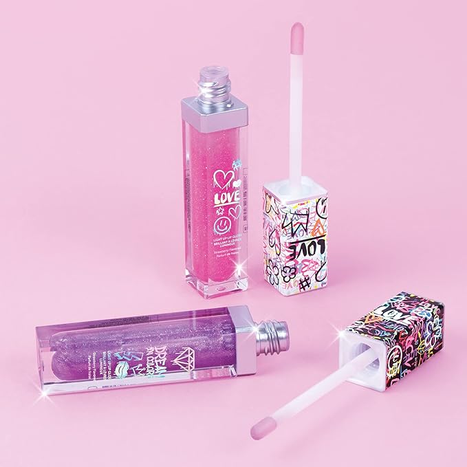 3C4G It's Lit! Light Up Lip Gloss Duo - Glitter Lip Gloss for Kids with Up Lid & Wand - 2 Pack Kids Lip Gloss Set - Strawberry Flavored Lip Gloss for Girls 8-10-12-14 by Make It Real