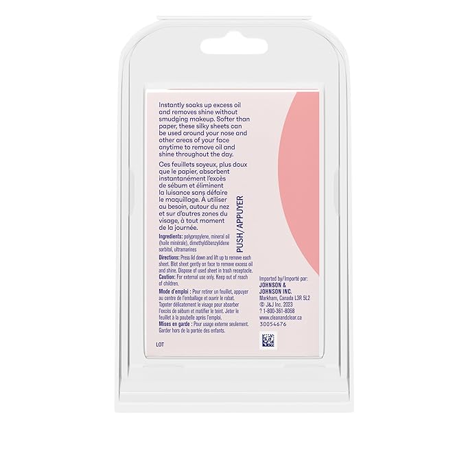 Clean & Clear Essentials Oil Absorbing Sheets, Portable Blotting Papers for Shine Control on the Face & Nose, Blotting Sheets Instantly Remove Excess Oil Without Smudging Makeup, 6 Pack