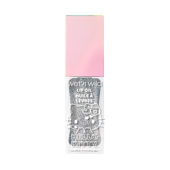 wet n wild Hello Kitty Glitter Lip Oil, New 10 Oil Infused Formula, Warm Apple Pie Lightly Scented, Sparkly Bold Colors, Cruelty-Free & Vegan - Diamond Bow