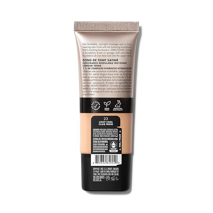 e.l.f. Soft Glam Foundation, Medium Coverage, Long-Lasting & Buildable Foundation For A Smooth, Satin Finish, Vegan & Cruelty-Free, 23 Light Cool