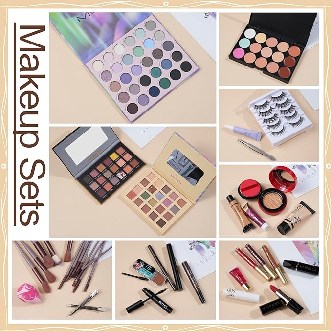 All in One Makeup Kit for Women Full Kit,Travel Makeup Set,Makeup Gift Set for Girls & Teen,Professional Makeup Kit Includes lash Clusters Kit Eyeshadow Lipstick Brow Pencil Eyeliner Brush Set