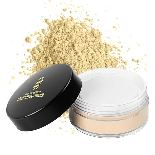 Black Radiance True Complexion Loose Setting Powder Banana 0.64 Ounce and Contour Palette Medium to Dark 0.38 Ounce