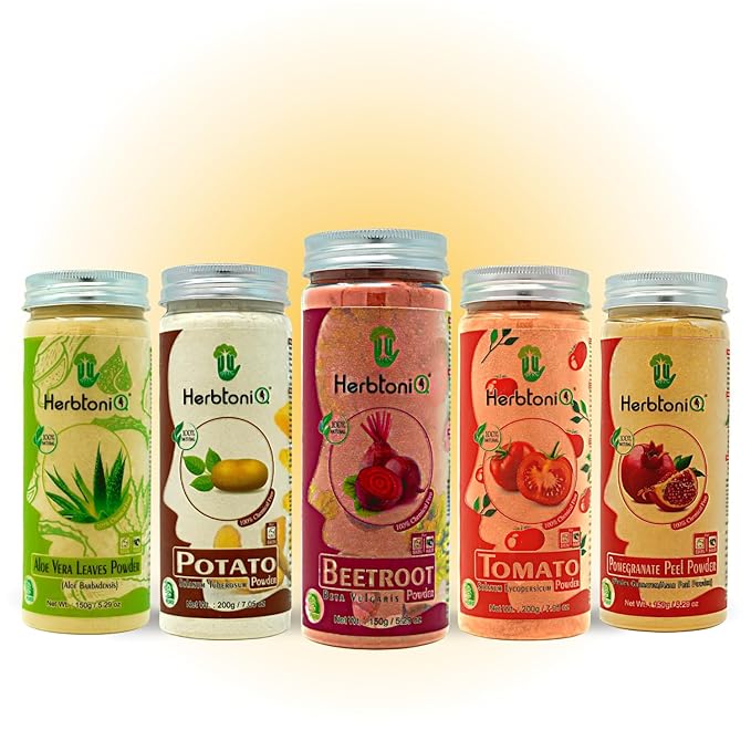 100% Natural Pack of 5 Aloevera Leaves, Potato, Beetroot, Tomato and Pomegranate Peel Powder For Face Pack(850 Gram)