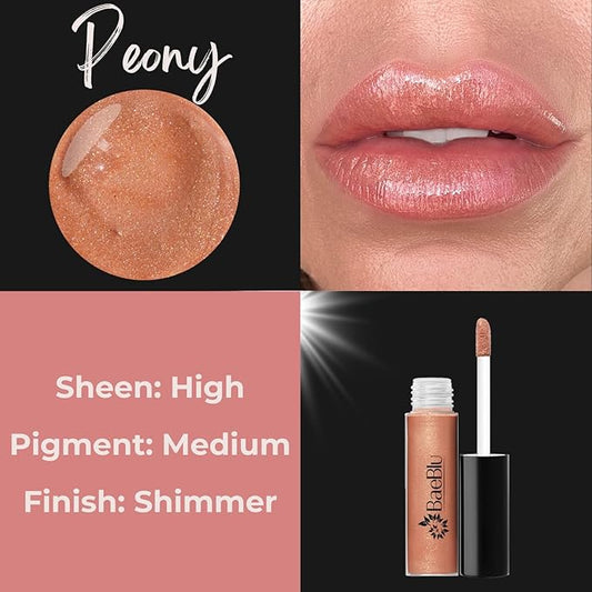 Organic Vegan Lip Gloss, 100% Natural Non-Toxic Moisturizing Ingredients, Peony