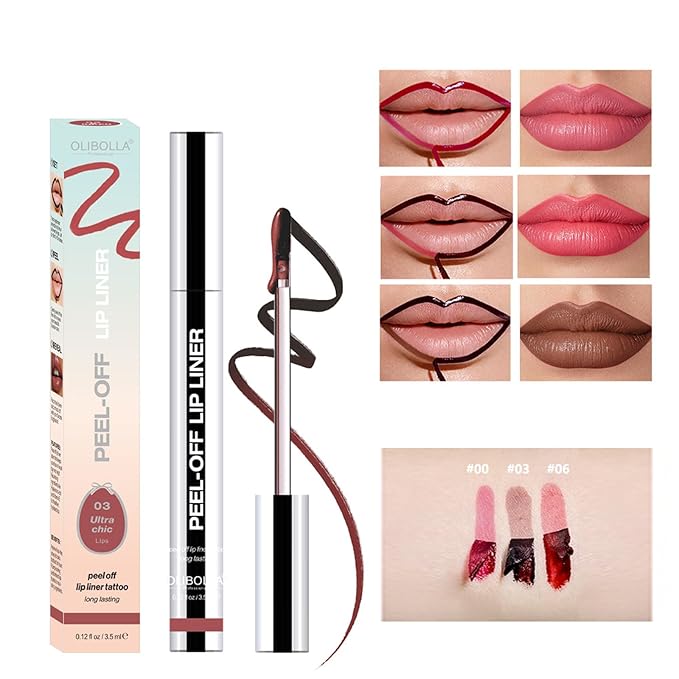3 Colors Peel off Lip Stain Tattoo, Peel off Lip Liner Tattoo Matte Finish Lip Stain, Colors Change Lip Gloss Long Lasting Waterproof Plump Lip Makeup Gift for Women