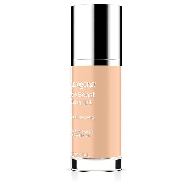 Neutrogena Hydro Boost Hydrating Tint with Hyaluronic Acid, Lightweight Water Gel Formula, Moisturizing, Oil-Free & Non-Comedogenic Liquid Foundation Makeup, 10 Classic Ivory, 1.0 fl. oz