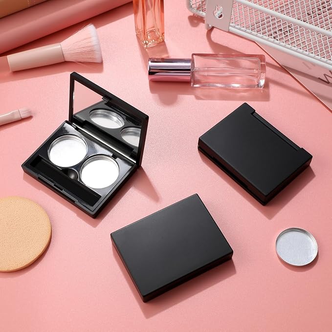 FRCOLOR 3Pcs Empty Eyeshadow Cases Plastic Square Eye Shadow Palette Highlight Blush Powder Sample Containers Pans Perfect for DIY Storage and Organizing Cosmetics