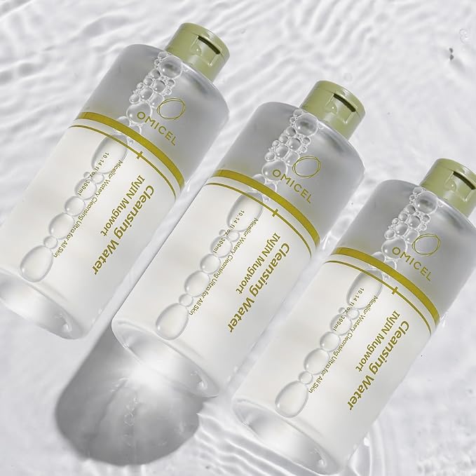 INJIN Mugwort Mineral Cleansing Water (3 Count) - Gentle Makeup Remover | Micellar Water with Tea Tree Leaf Water | Glucose-Infused Formula for Effective Cleansing