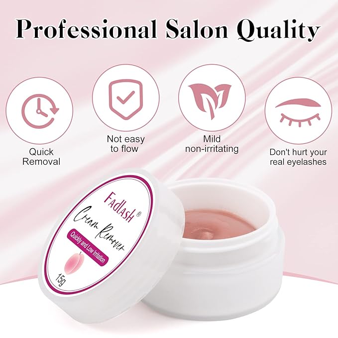 Lash Extension Remover 15g Cream Eyelash Extension Remover Quickly and Low Irritation Lash Remover for Lash Extensions Sensitive Skin Eyelash Glue Remover for Salon Lash Glue Remover by FADLASH(Peach)
