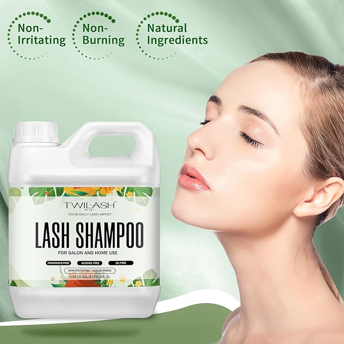 Lash Shampoo Bulk, Eyelash Cleanser for Extensions 2 Liters - 3 Foam Pump Bottles, 3 Lash Cleansing Brushes, Dispenser Pump - Eyelid Foaming Cleanser for Professional Salon and Home Use