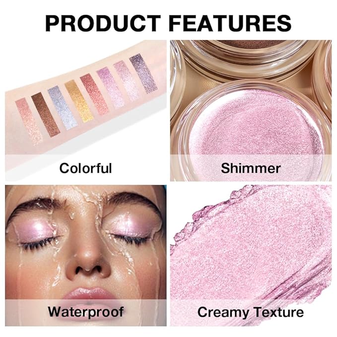 Shimmer eyeshadow,Glitter eyeshadow,Easy - Apply Powder for Eye & Face Highlighting, with Mermaid Shimmer(03#Soft Pink, 1 Count (Pack of 1))