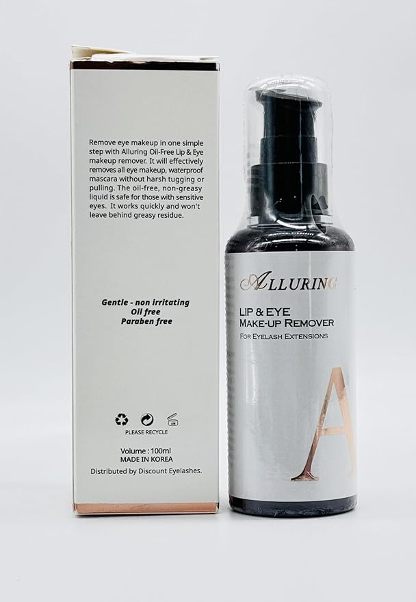 Eyelash Extensions Lips & Eye Makeup remover/Oil Free/Gentle/No Burn/Lash Extension Make-up Remover by Alluring Lashes 100ml