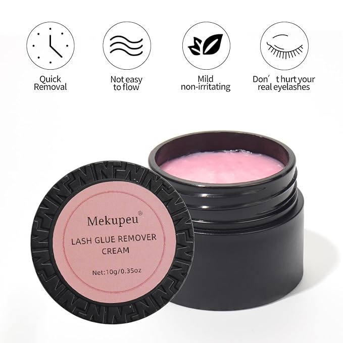 Eyelash Extension Remover Cream Eyelash Adhesive Remover, Low Irritation Cream for Sensitive Skin Professional Eyelash Extensions Dissolves for Salon,10g/0.35Oz (Strawberry)