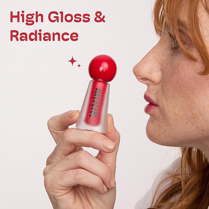 MIXIK Juicy Lip Tint, Hydrating Water-Based Lip Stain and Gloss that feels light and fresh for Dewy and Radiant lips, Formulated with Blue Agave Extract for long lasting Moisturizing (Vivid Coral)