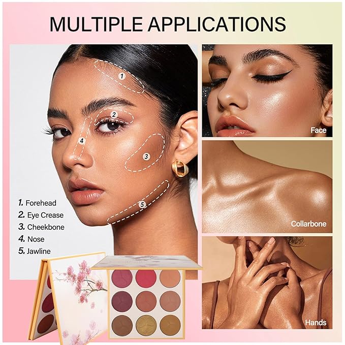 Professional Makeup Cream Contour Palette, Joyeee 6 Colours Concearler Full Coverage & Makeup Brush Set Contour Concearler Palette Contouring Face Make Up Gift for Women Girls