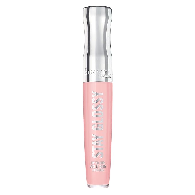 Rimmel Stay Glossy Lip Gloss - Non-Sticky and Lightweight Formula for Lip Color and Shine - 143 Sundae Best, .18oz
