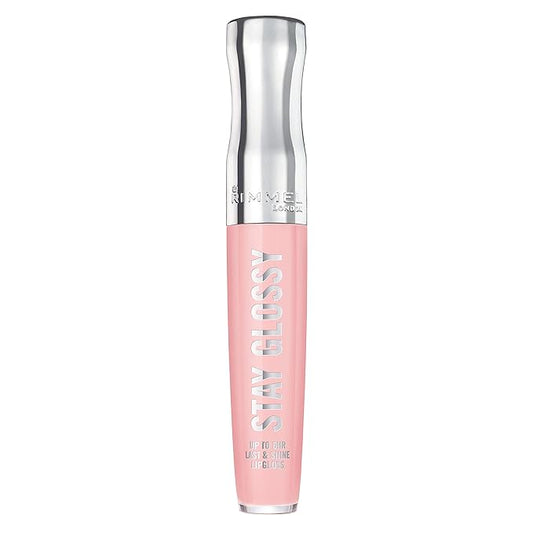 Rimmel Stay Glossy Lip Gloss - Non-Sticky and Lightweight Formula for Lip Color and Shine - 143 Sundae Best, .18oz
