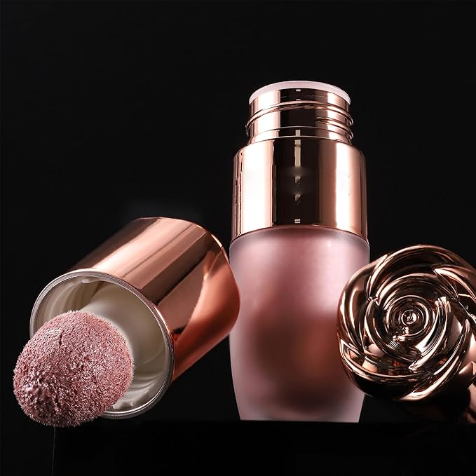 Liquid Glitter Highlighter, Cream Contour Stick Makeup Highlighter Rose Contouring Stick for Face & Body, Glow Long-Lasting Waterproof Multi-Use Highlight & Contour Beauty Wand for Women(#07)