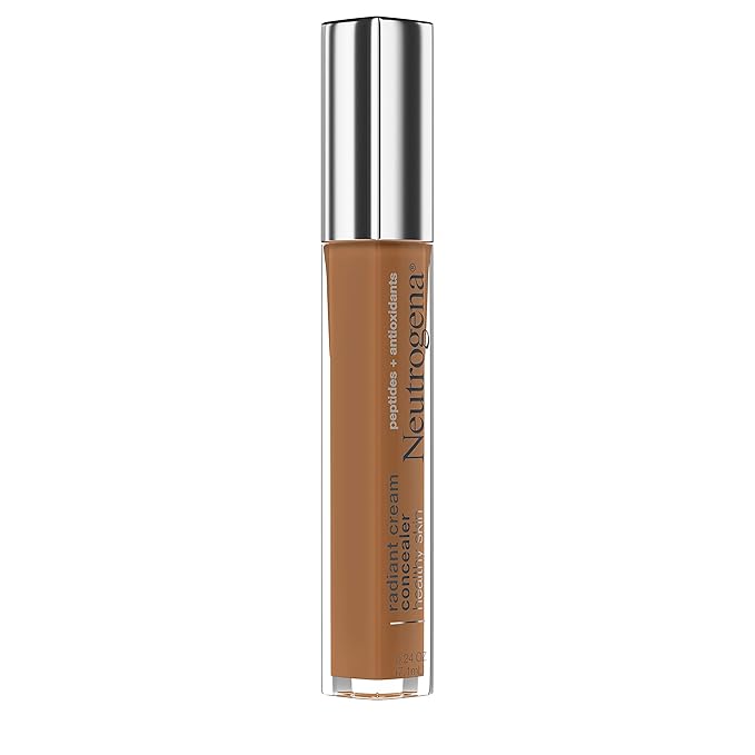 Neutrogena Healthy Skin Radiant Brightening Cream Concealer with Peptides & Vitamin E Antioxidant, Lightweight Perfecting Concealer Cream, Non-Comedogenic, Pecan Medium/Deep 02 with warm (Pack of 2)