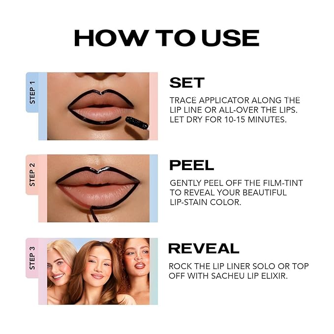 Sacheu Lip Liner Stay-N Peel Off Lip Stain — Long Lasting Matte Lip Tattoo Transfer Proof Lipstain Infused with Hyaluronic Acid & Vitamin E for All Skin Types — Vegan & Cruelty-Free, Getredy