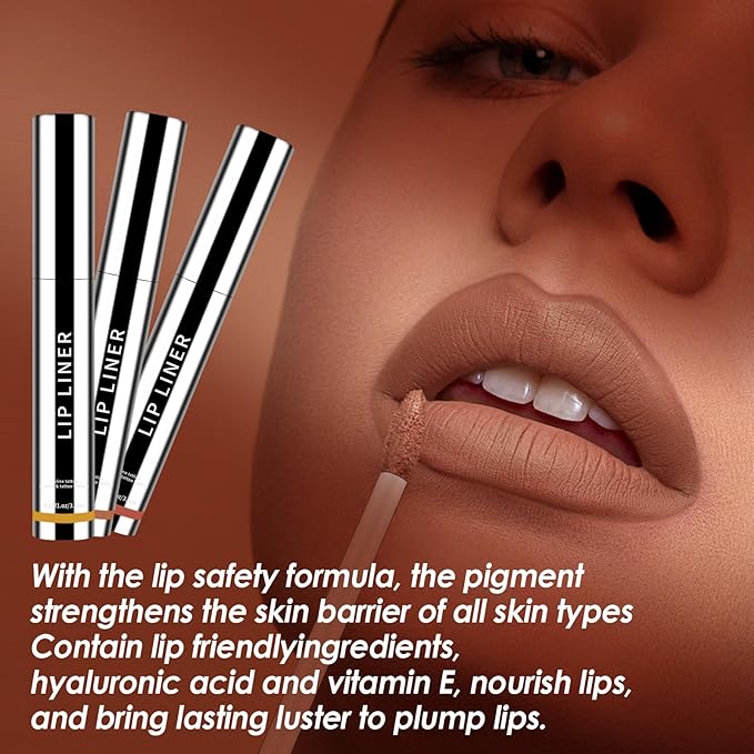 Boulari Lip Stain Long Lasting Lip Liner to Define Your Lips Waterproof Boulari Lip Stain Peel Achieve a Perfectly Makeup for Girls (True Nude+Neutral Mauve+Rose Pink, S)