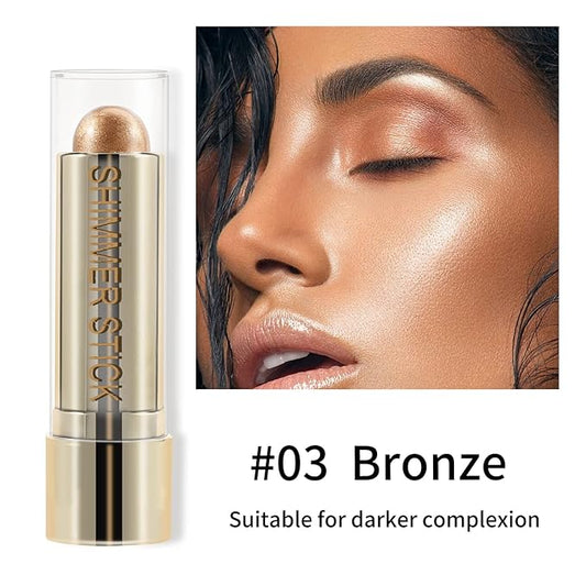 Boobeen Highlight and Glow Shimmer Cream Makeup Contour Stick - Highlighter Bronzer Waterproof Long-lasting Face Glitter Makeup, Pack of 1
