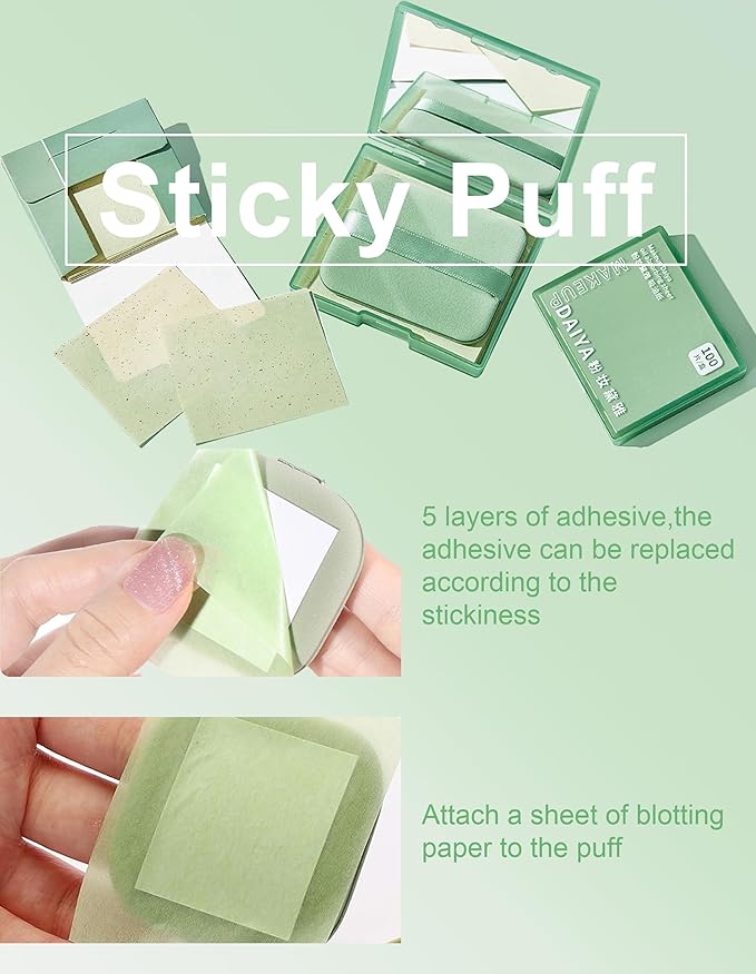 Upgrade Oil Blotting Paper - 300 Sheets w/Mirror, Puff & Refills, Absorbs Excess Face Oil, Controls Shine, Gentle for Makeup Use.