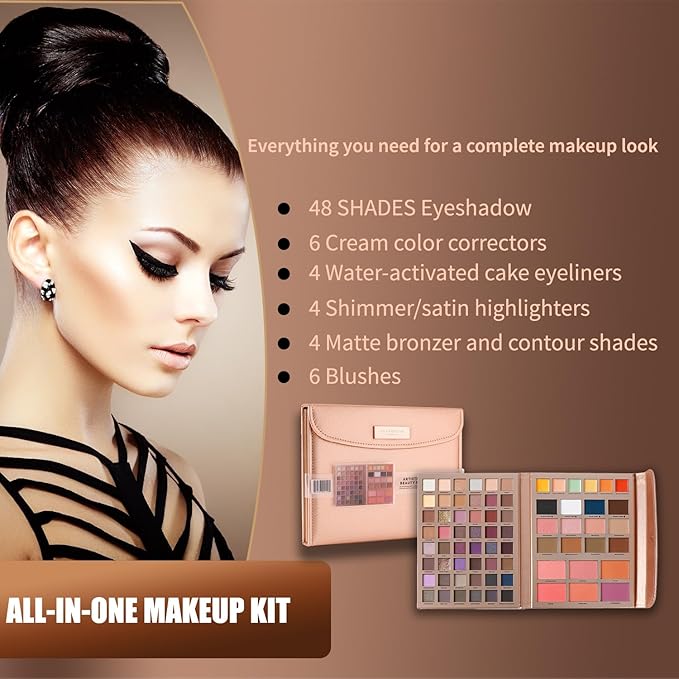 Profusion Cosmetics Artistry Attire 72pc Beauty Portfolio and complete Beauty Arsenal with Eyeshadows, Highlighters, and More in One, Versatile Beauty Essential with an All in One Makeup Kit