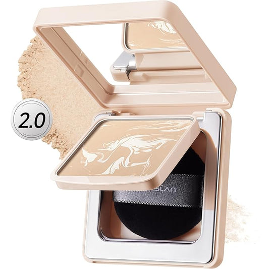 Black Magnet Soft Focus Powder, Waterproof Translucent Pressed Setting Powder, 24H Longlasting Talc-Free Face Powder, Oil Control Compact Makeup,04 Light Beige For Dry&Com Skin, 0.28Oz