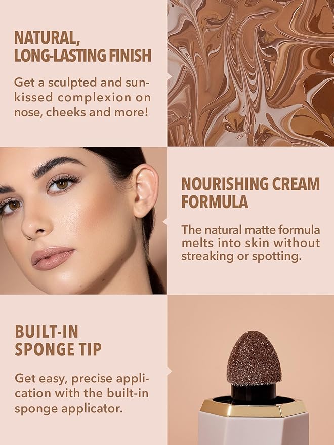 SHEGLAM Sun Sculpt Cool Toned Liquid Contour Stick Long Lasting Cream Bronzer Makeup - Earthy Sepia