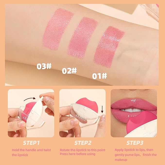 Jolilab 3 Colors Changing Lipstick.Long Lasting Lip Gloss.Lip Balm Tinted Magic Makeup.Magic Temp Color Change Matte Lip Gloss Makeup.0.2oz (02#)