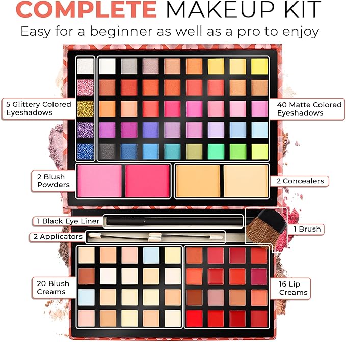Toysical Flower Makeup Kit for Teens and 2-Tier Makeup for Teens - Gift Makeup Sets for Girls