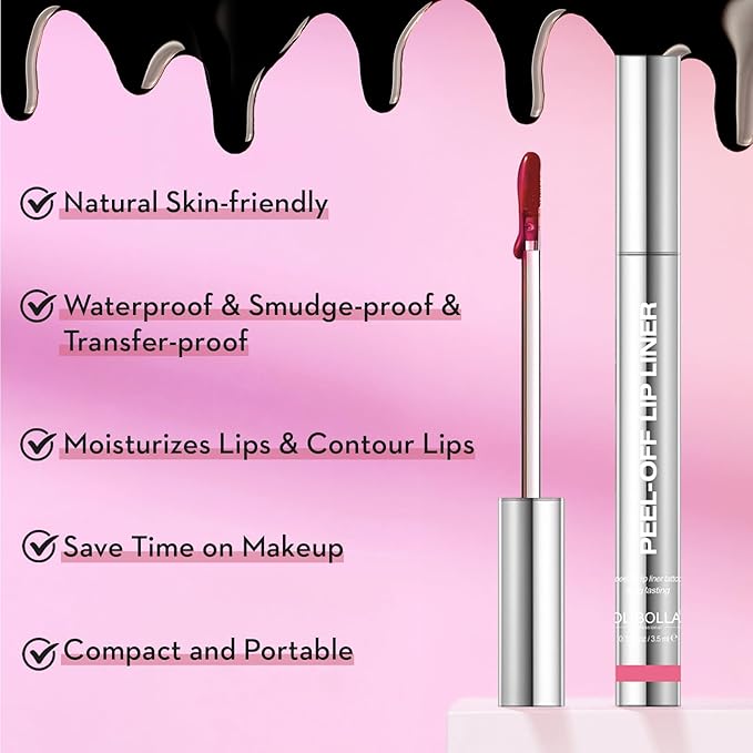 Lip Stain Peel Off, Brown Lip Liner Stain Peel Off Tattoo Matte Lip-tint, Long Lasting, Waterproof, Transfer-proof, Moisturizing, Easy to Use, Highly Pigmented Color for All Skin Types (#04)