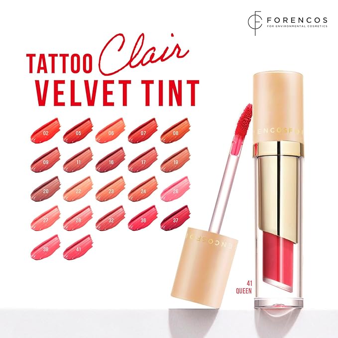 FORENCOS Long Lasting Waterproof Lip Stain Liquid Lipstick, Velvet Matte, Longwear, High Pigmentation, Tattoo Lips, Weightless, Smudge-proof, Non-Sticky, Korean Lip Tint Stain Makeup (41 Queen)