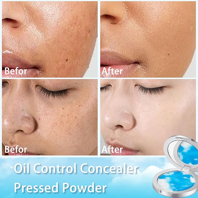O'CHEAL Oil Control Concealer Pressed Powder, Translucent Jelly Setting Powder Foundation, Long-Lasting Flawless Reduce Pores Lightweight Matte Waterproof Face Cosmetics, Cruelty-Free&Vegan