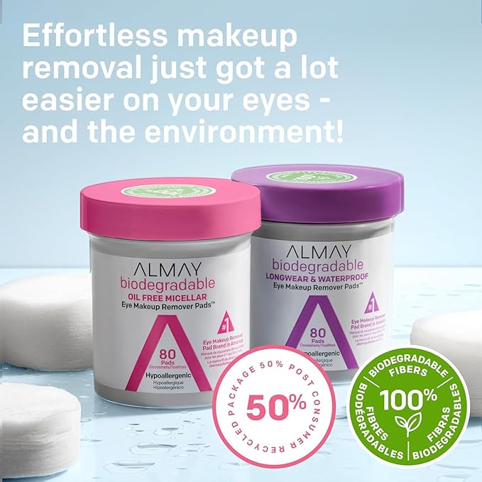 Almay Longwear and Waterproof Eye Makeup Remover Pads, 80 Count (Pack of 4)