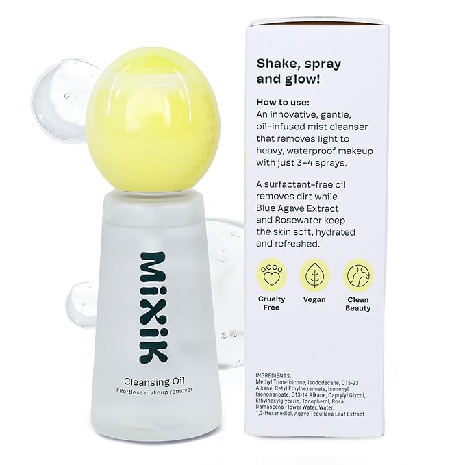 MIXIK Deep Oil Cleanser Spray - Skin Care, Makeup and Sunscreen Remover, Alcohol Free Facial Oil Cleanser Wash, Eye Makeup Remover, Surfactant Free (80 ml (2.7 fl oz) Full Size)