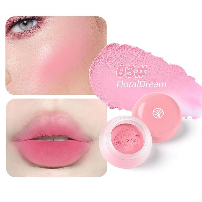 YOUNG VISION Lip & Cheek Pudding Pot – Multi-Use Soft Matte Cream Blush, Buildable Lightweight Formula Lips and Cheeks Tint, 5g/0.17oz