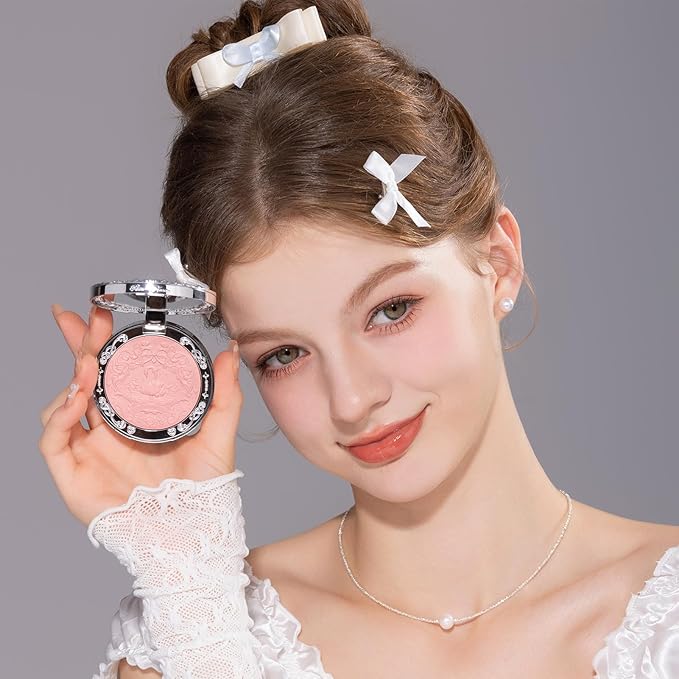 Flower Knows Swan Ballet Embossed Blush 02 Romanticism+Butterfly Cloud Collar Angled Powder Brush Frosty Wisteria