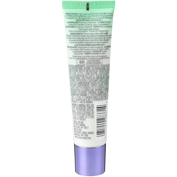 L'Oréal Paris Makeup Magic Skin Beautifier BB Cream Tinted Moisturizer, Anti-Redness, 1 fl oz, 2 Count