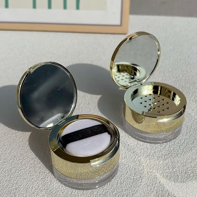 8 Gram Empty Makeup Powder Container with Puff Mini Loose Powder Compact Case Plastic Face Powder Box Refillable Bottle Cosmetic Jars, Makeup Tools Accessories