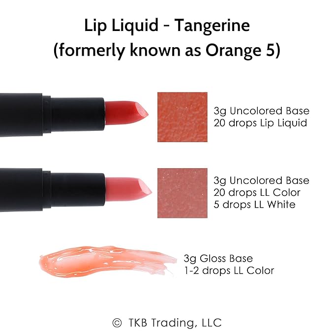TKB Lip Liquid Color | Liquid Lip Color for TKB Gloss Base, DIY Lip Gloss, Pigmented Lip Gloss and Lipstick Colorant, Made in USA (1floz (30ml), Tangerine)