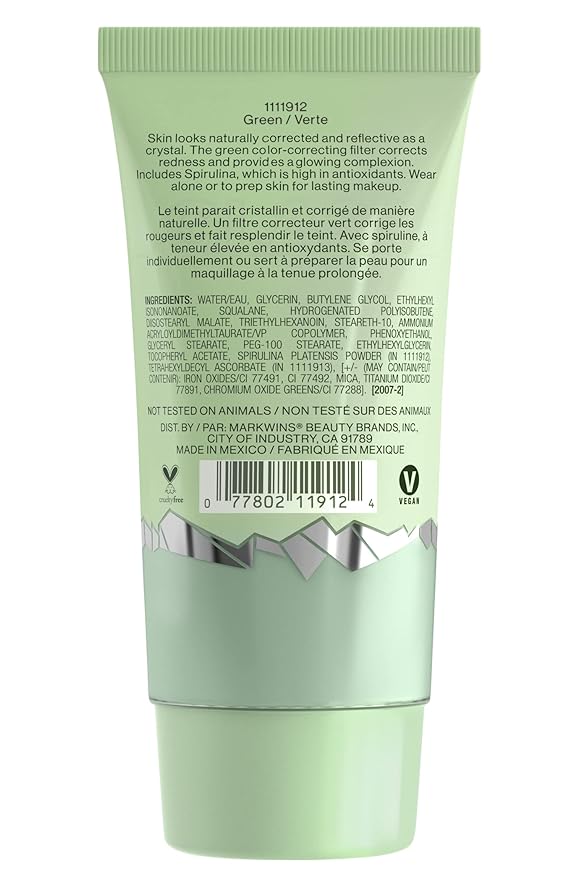wet n wild Prime Focus Glass Skin Correct Primer Bright Crystal Finish, Green, 0.91 Fl Oz