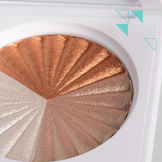 Pressed Powder Highlighter - Face Makeup | Everglow - 3 Shades in 1 Pan | Pearl Shimmer Liquid-To-Baked Powder Highlighter | Refillable Pan | Cruelty-Free Beauty Essential | 7g