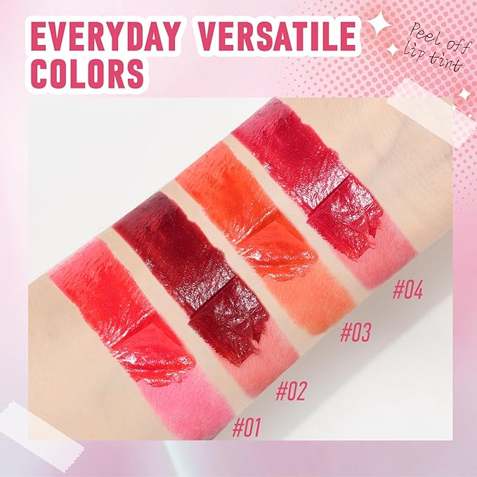 4Pcs Wine Bottle Lip Stain Peel Off, Tattoo Color Lip Liner Stain peel, High Pigment Transfer Proof Magic Lip Tint, Matte Natural Dewy Finish Waterproof Long Lasting Lipstick Makeup Gift Set