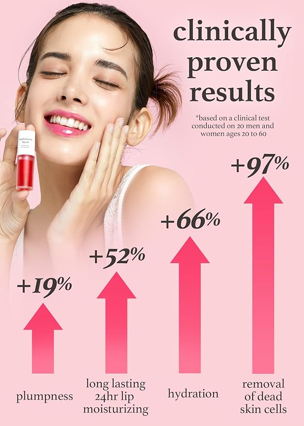 NOONI Korean Vegan Lip Oil - Applecherry, 0.12 Fl Oz + Appleberry Korean Lip Tinting Butter, 42 oz. Bundle